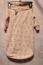 Carter's girls white  pink with Owls sleep sack Sleepwear 0-9M