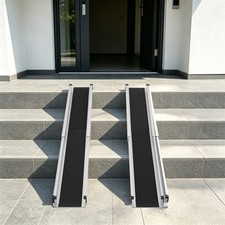 2x 5ft Adjustable Aluminum Loading Ramps Wheelchair Ramp Portable for Home Steps