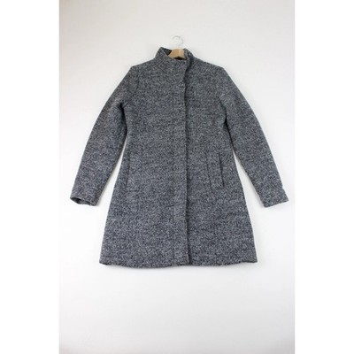 Multiblu Jeans Grey Long Coat Zip Through Wool Blend Lined Size 36/ S H0149
