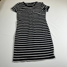 Old Navy T-Shirt Dress Womens Medium Black White Striped Short Sleeve Mini