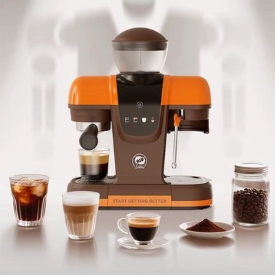 Built-In Grinder Frother Espresso/Latte Machine Whole Bean Orange/Brown