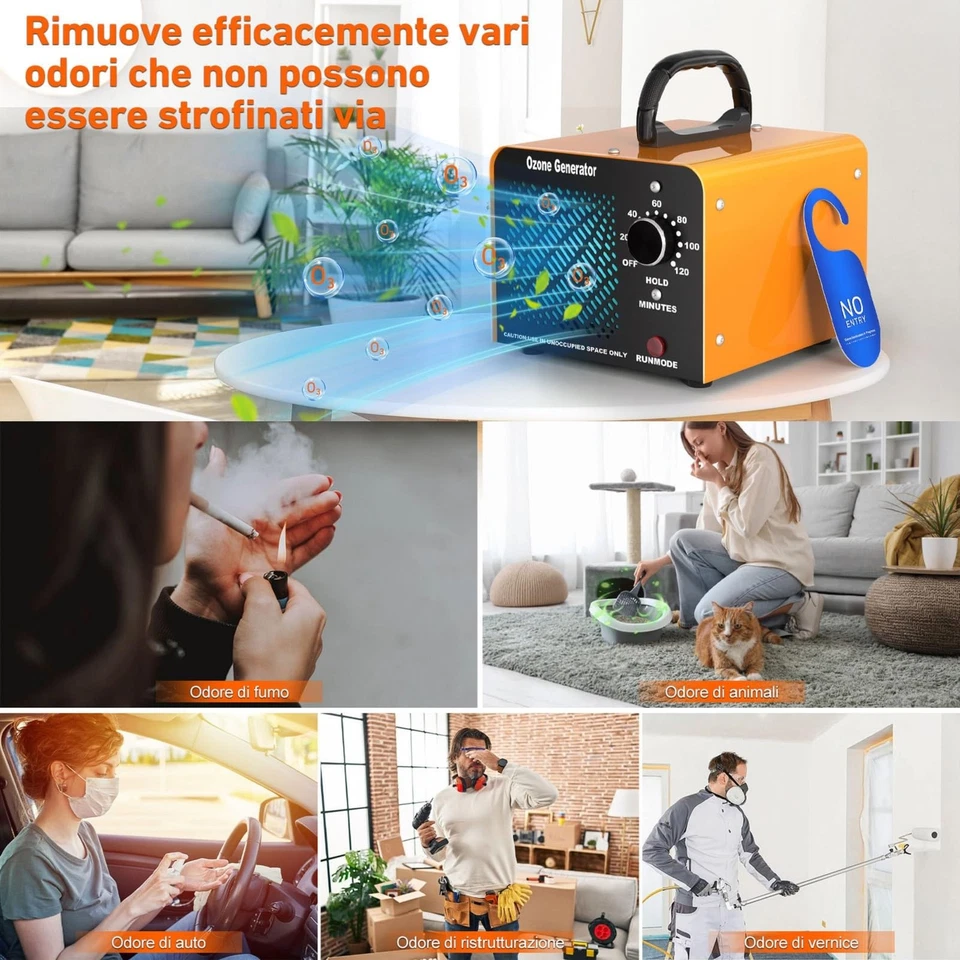 Generatore di Ozono 30000 mg/h Fwiull Ozonizzatore Portatile per Abitazioni e - Immagine 2 di 4