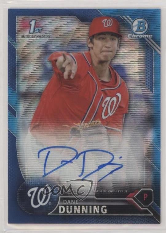 2016 Bowman Draft Chrome Pick Blue Wave Refractor 98/150 Dane Dunning Auto 06z2