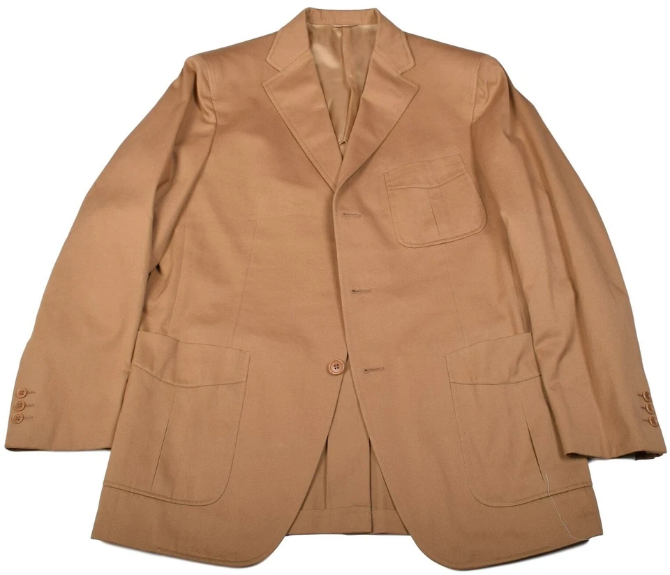 Belvest Khaki Thick Cotton Quarter Lined Sport Coat 40r - Image 3 of 4