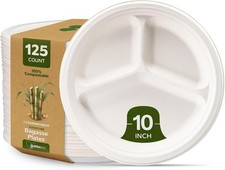 100 Compostable Sugarcane Paper Plates, Heavy Duty, Eco-Friendly, Biodegradable