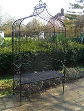 Vintage Arbour Arch Garden Bench Metal Outdoor Seat Furniture Cream or Black