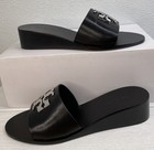 Tory Burch Charlie Sandals Womens Size 8 Perfect Black Leather 40mm Wedge Slides — photo 7
