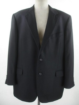 Men's 46R Joseph Abboud Black 100% Wool Super 120's Jacket Blazer Sport Coat USA