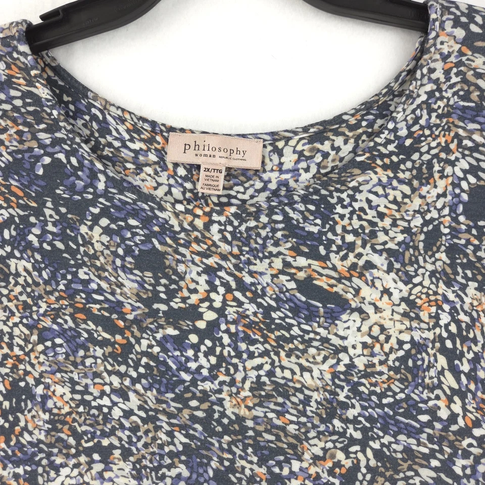 Blusa Philosophy Mujer Talla 2X Multicolor Moteado Ditsy Floral Manga 3/4 Foto 2 de 4