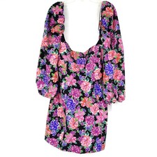 NWT Zara Large Puff Sleeve Floral Mini Dress *no belt