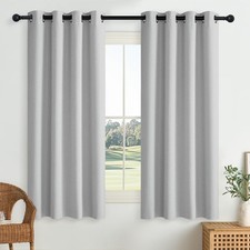 NICETOWN 100 Blackout Linen Curtains for Bedroom, Greyish White, 52" W x 63"...