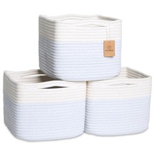 9 Cotton Rope Storage Cubes - 3-Pack Baskets for Organizing Nursery, Pantry,