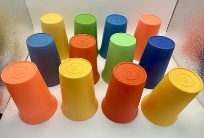Vtg Tupperware Set of 12 Bell Tumblers 7oz Misc Colors Sippy Cups NO lids