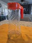 Vintage Tang Glass Pitcher with Orange Plastic Lid Anchor Hocking