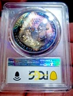1990 Silver Eagle $1 Beautiful Crazy Rainbow Toned Rev PCGS MS68 - Fresh Holder