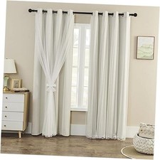 90 -95 Blackout Curtains with Crushed Sheer   2 52"W x 96"L Pack of 2 Beige