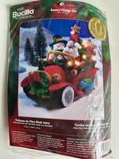 OOP Plaid BUCILLA Santa's Vintage Car Light Up Felt Christmas Decor Kit RARE