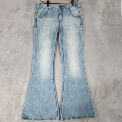 MEK DNM sand wash ultra flare jeans mid rise 30x32 Y2K Bratz Indie Boho