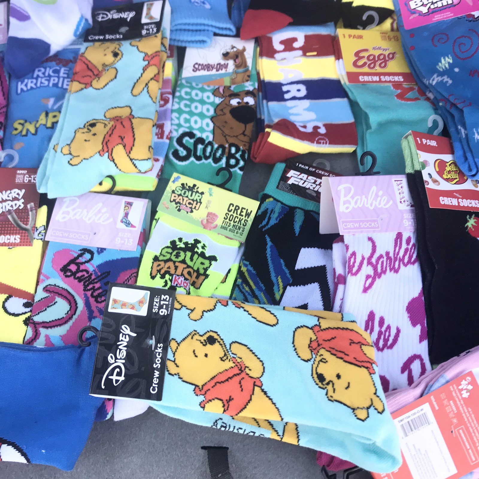 NEW LOT NOVELTY FUN GRAPHIC CREW LENTH SOCKS UNISEX. NWT 20 Pairs For $40