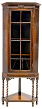 Corner Cabinet, English, Display, Glazed,  Oak, Barley Twist, Vintage / Antique!
