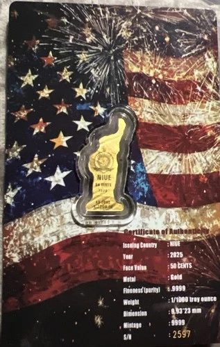 2025 Niue STATUE OF LIBERTY 4th of July 1/1000 oz Gold Coin