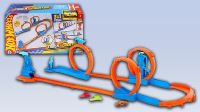 Hot Wheels Track Creator Triple Loop Speed Kit mit Speed Snap Track System Neu