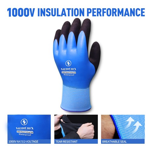 Electrician Insulated Gloves 1000V High Voltage, Waterproof for Palm Non-Slip... - Picture 2 of 7