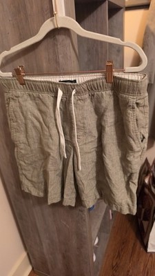 Banana Republic Men s Green/khaki Linen Chino Shorts M 8'' Drawstring Elastic
