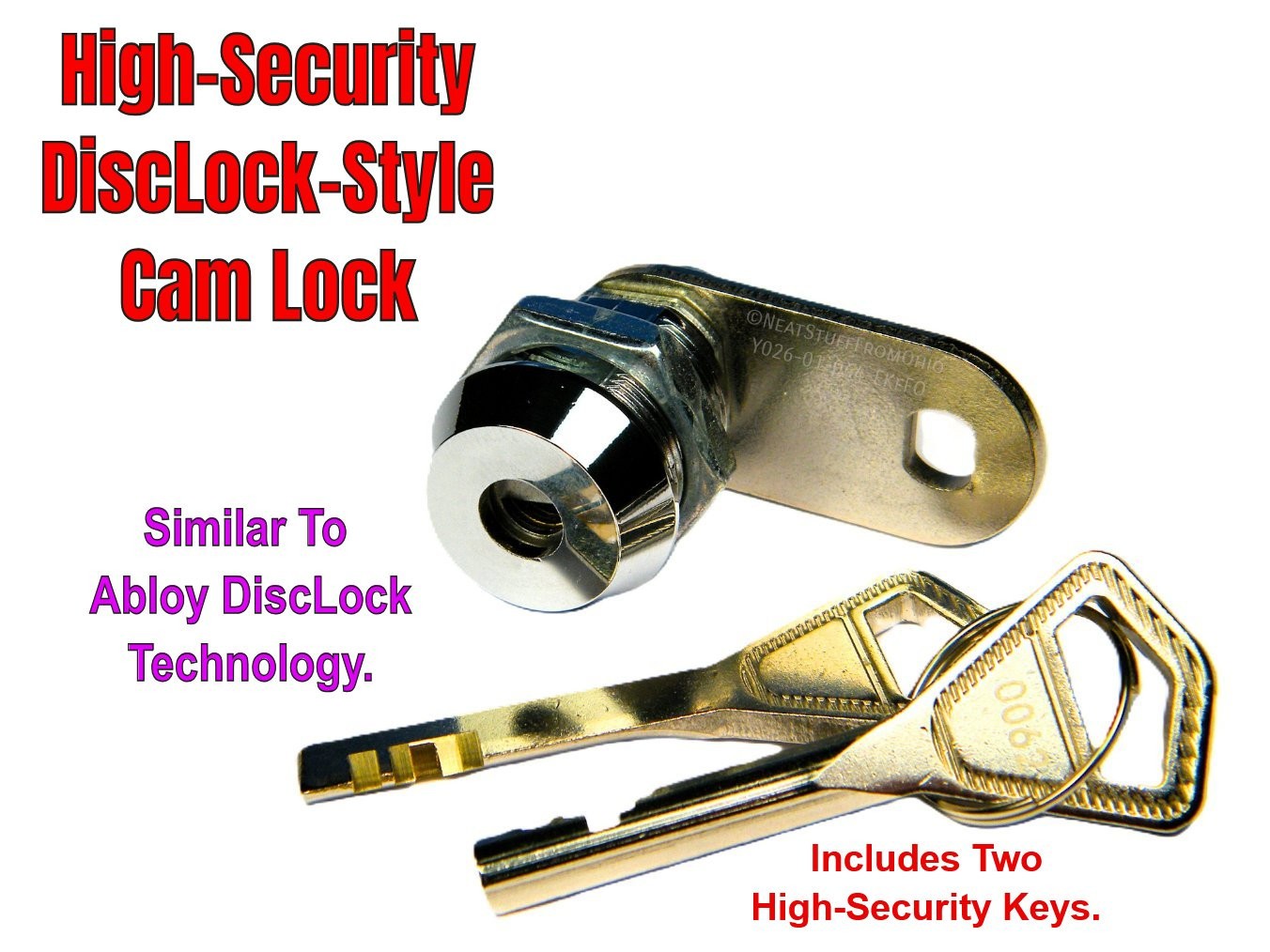 ABLOY DISCLOCK-STYLE HIGH-SECURITY CAM LOCK WITH TWO OEM KEYS, HIGH-QUALITY