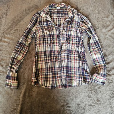 Esprit Damen Bluse Langarm Kariert Gr. 38 Baumwolle Mehrfarbig