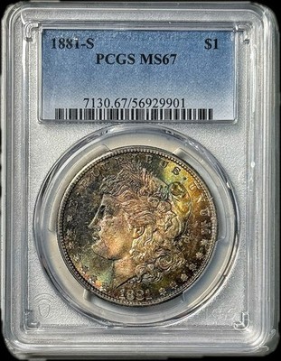コレクション PCGS MS67 1881-S $1 PCGS MS 67 Morgan Silver Dollar Coin Monster Toned | eBay