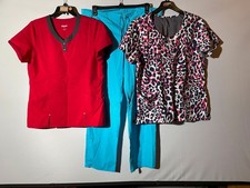 3 pc Lot Medical Scrubs 2 Shirts  1 Pants Size Medium EUC to GUC Condition