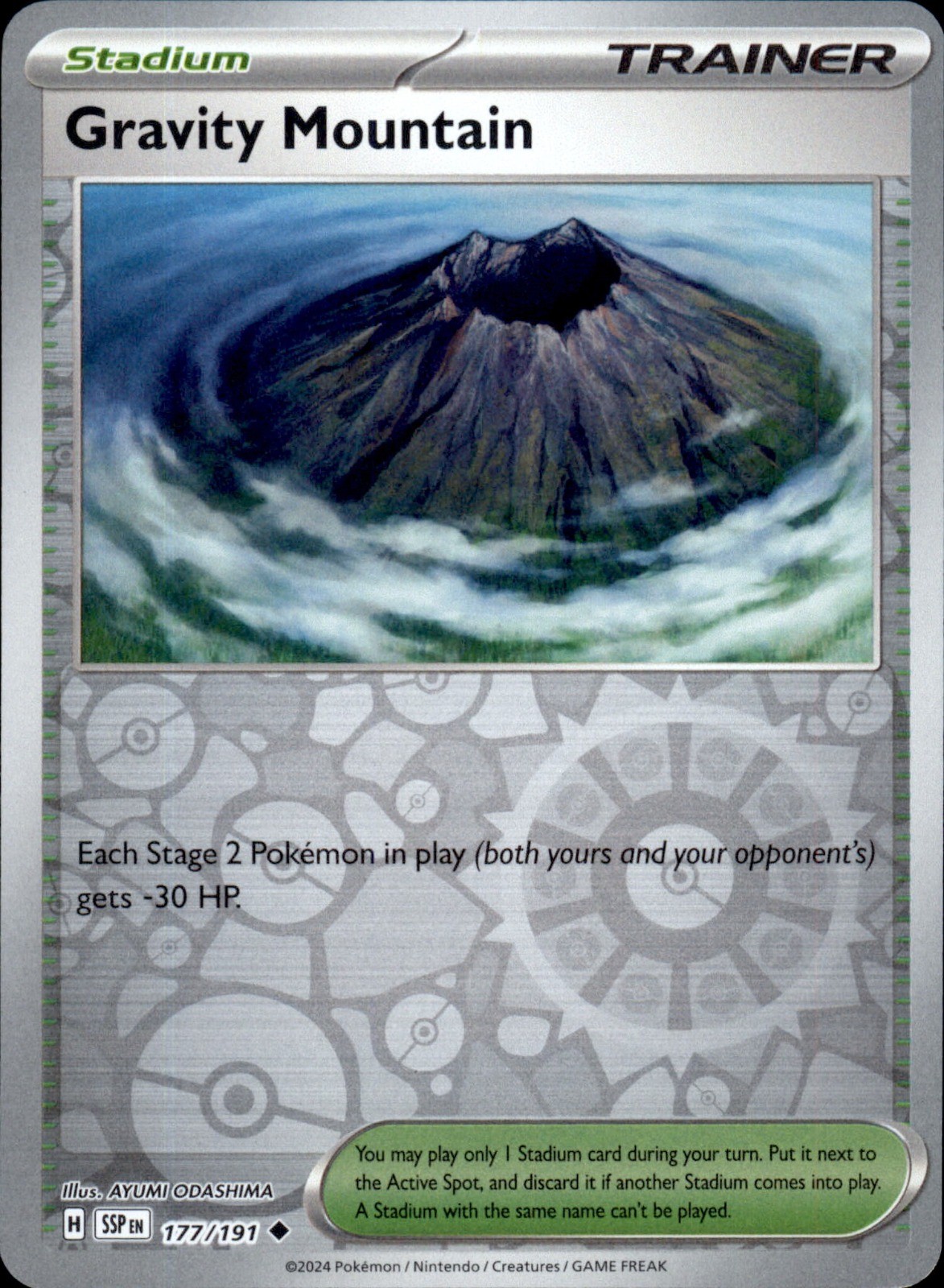 Gravity Mountain 177/191 Reverse Holo - Pokemon SV08: Surging Sparks - NM