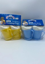 Baby King Vintage 2 pk Twin Handle Training Cups 2 Yellow 2 Blue New in Package
