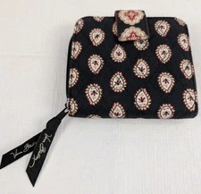 Vera Bradley Mini Zip Around Wallet Black Print