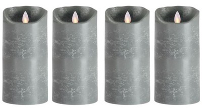 4er Set Sompex Flame LED Echtwachs Kerze 8x 18 cm grau Adventskranz Kerzen 36551