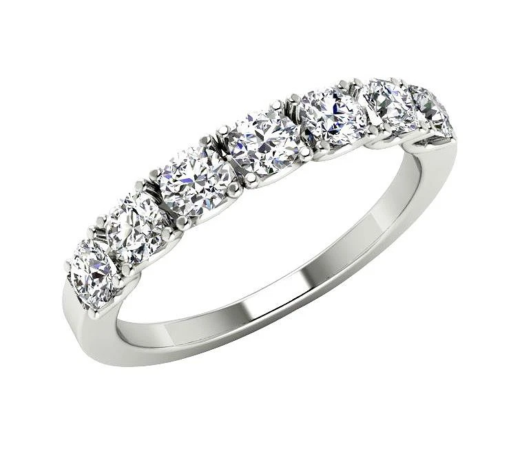 7 Stone Engagement Ring Natural Diamond 1.00 Ct 14K White Yellow Gold Prong Set - Image 4 of 4