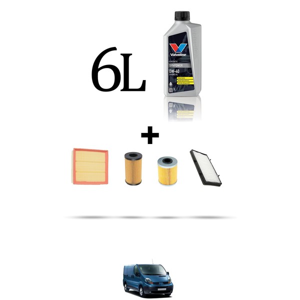 Hoffcar Wartungsset 4 Filter Und 6L ÖL FüR Renault Trafic II 2.0 DCI 66KW-image