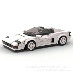 MOC White Classic Supercar Building Block Set - Iconic 80s Sports Car Model