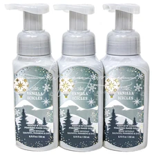 Bath & Body Works Vanilla Icicles Hand Wash Soap Foaming Foam 3pc Winter Holiday