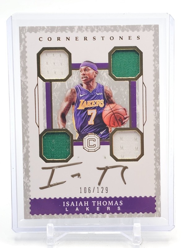 ISAIAH THOMAS 2018-19 PANINI CORNERSTONES QUAD AUTO PATCH /129 #C-ITH Q6084