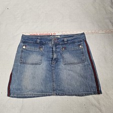 Vintage Fade Glory Skort Size 12 Regular Blue Red/Black Side Stripe Button Flat