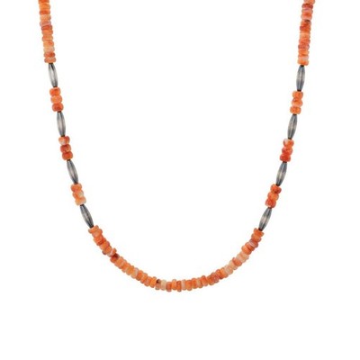 Southwest Elements Halskette 4 mm orange stachelige Auster & Navajo Perle