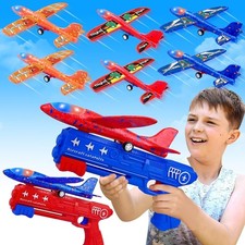 6 Pack Foam Airplane Launcher Toys with LED and 2 Flight Modes for Kids NEW