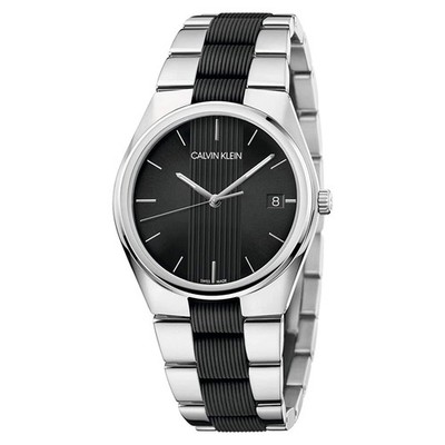 Mens Wristwatch CK CALVIN KLEIN CONTRAST K9E211B1 Steel Black SWISS MADE