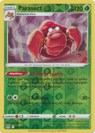 PARASECT 005/196 LOST ORIGIN POKEMON (REVERSE HOLO, NM)
