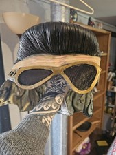 Kostium Elvis Maska na głowę Czarne Złoto Lateks Dorosły Unisex Pełna głowa Halloween