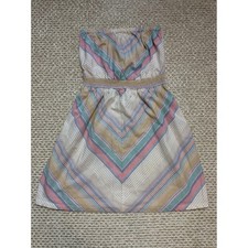 Vintage Y2K  Mossimo Strapless tube Chevron Mini Dress coastal Beachy retro SM