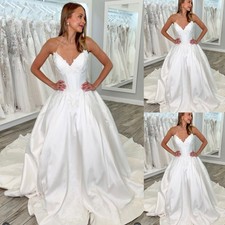 Sleeveless Wedding Dresses Satin Sweetheart White Elegant Bridal Ball Gowns