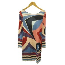 Used Emilio Pucci dress all over pattern silk long sleeve knee length I38